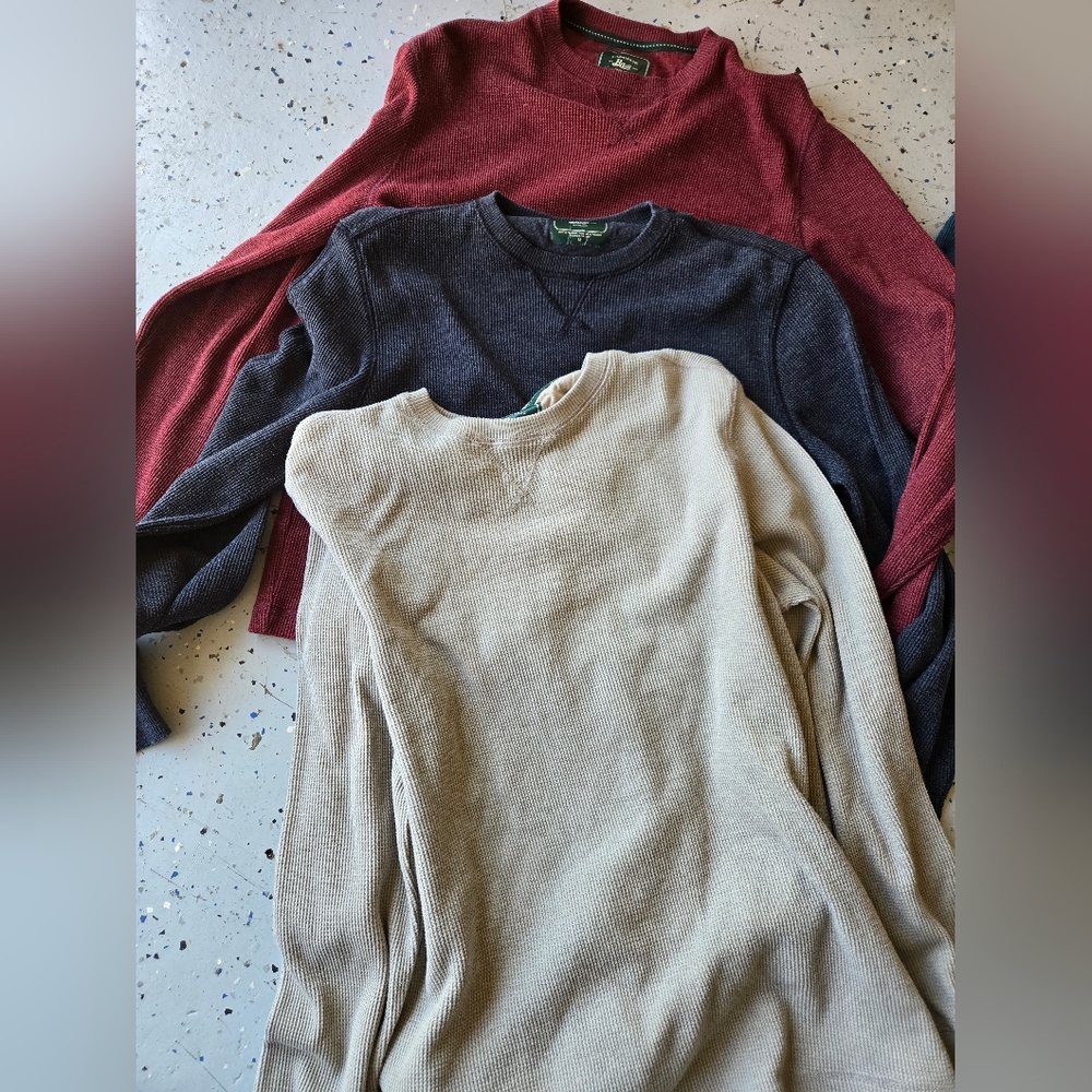 Set Of Euc G.H. Bass & Co. Waffle Knit Henley Long Sleeve. All Sz M In Men's.